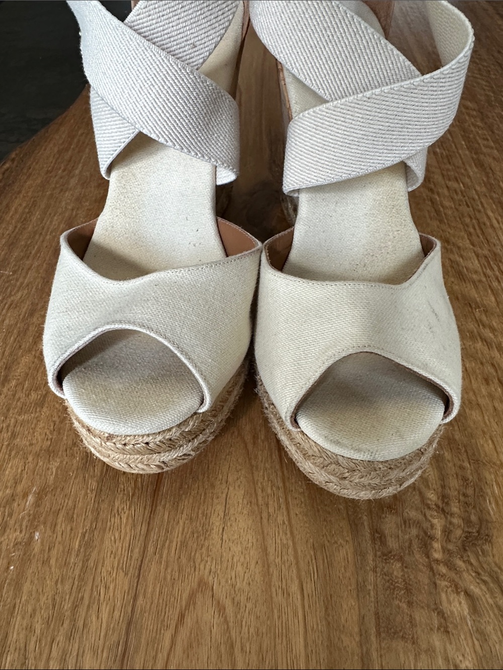 Tory Burch Tan And Cream Wedge sandal Size 9 1/2 - Picture 5 of 10